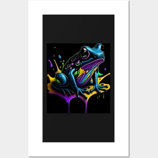 Splash Art of a Cute Colorful Frog Posters and Art